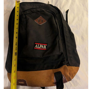 Vintage Alpak Leather Bottom Backpack Bookbag Daypack Black